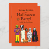 Uitnodiging voor Halloween Monsters Party (Voorkant / Achterkant)