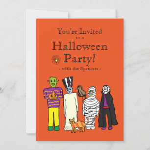 Uitnodiging voor Halloween Monsters Party