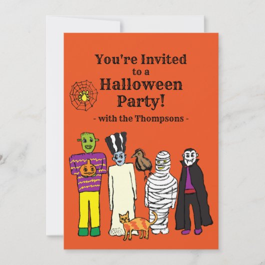 Uitnodiging voor Halloween Monsters Party (Voorkant)