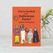 Uitnodiging voor Halloween Monsters Party (Staand voorkant)