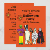 Uitnodiging voor Halloween Monsters Party (Voorkant / Achterkant)