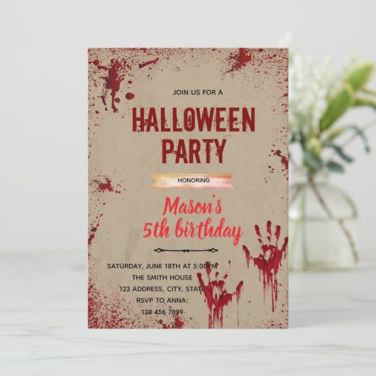 Uitnodiging voor Halloween moordenaar feest (Staand voorkant)