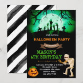 Uitnodiging voor Halloween mummy Party (Voorkant / Achterkant)