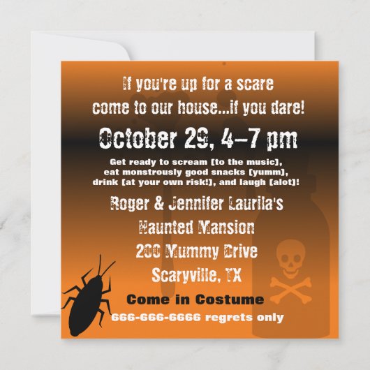 Uitnodiging voor Halloween Mummy Party (Achterkant)