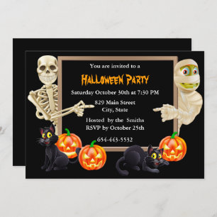 Uitnodiging voor Halloween Mummy Skeleton Party
