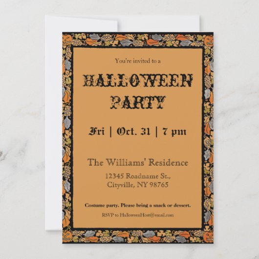 Uitnodiging voor Halloween Night Party (Achterkant)