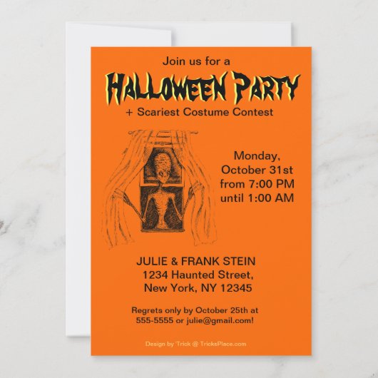 Uitnodiging voor Halloween-partij - Kiep-venster A (Achterkant)