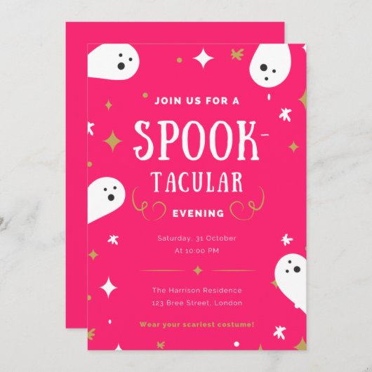 Uitnodiging voor Halloween Party (Voorkant / Achterkant)