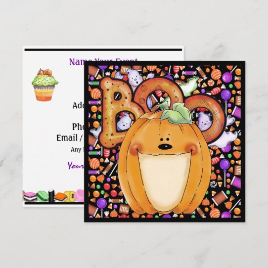 Uitnodiging voor Halloween Party (Voorkant / Achterkant)