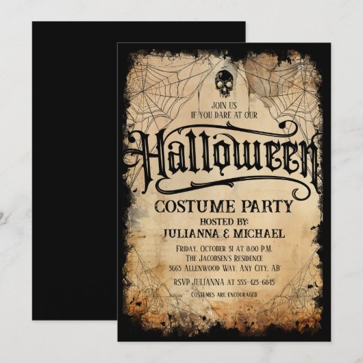 Uitnodiging voor Halloween Party (Voorkant / Achterkant)