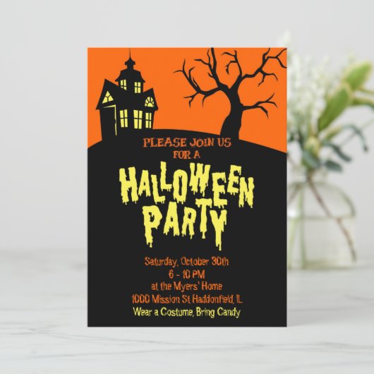 Uitnodiging voor Halloween Party (Staand voorkant)