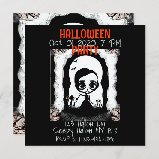 Uitnodiging voor Halloween Party (Voorkant / Achterkant)