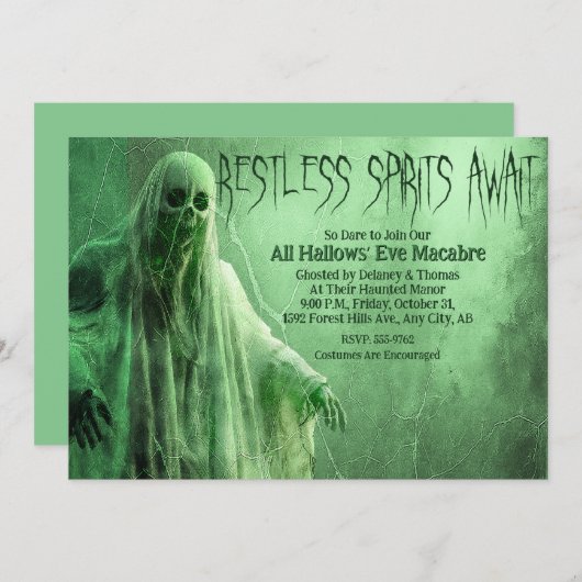 Uitnodiging voor Halloween Party (Voorkant / Achterkant)