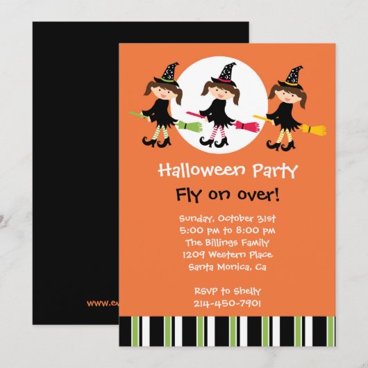 Uitnodiging voor Halloween Party (Voorkant / Achterkant)