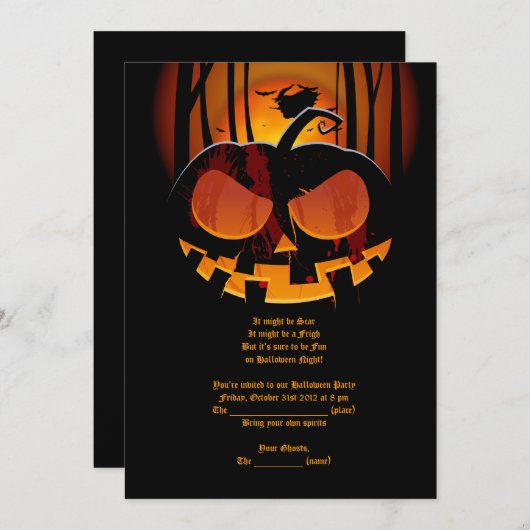 Uitnodiging voor Halloween Party (Voorkant / Achterkant)