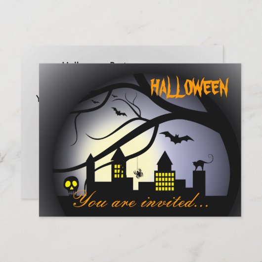 Uitnodiging voor Halloween Party (Voorkant / Achterkant)