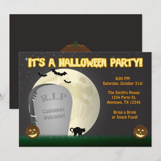 Uitnodiging voor Halloween Party (Voorkant / Achterkant)