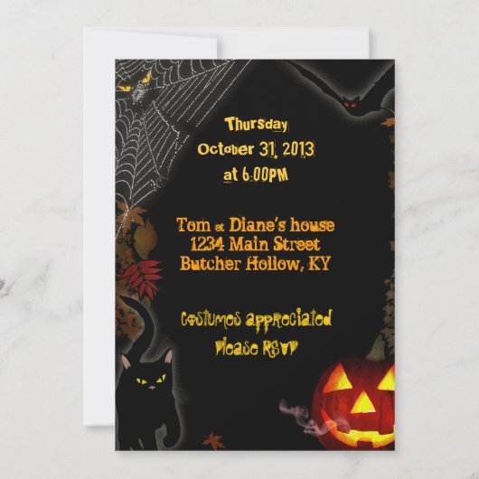 Uitnodiging voor Halloween Party (Achterkant)