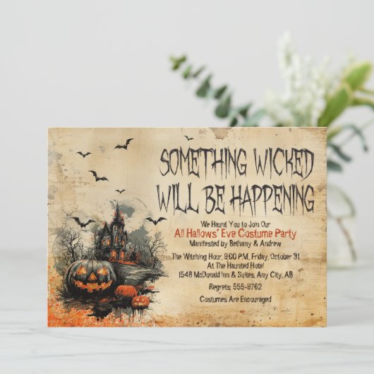 Uitnodiging voor Halloween Party (Staand voorkant)