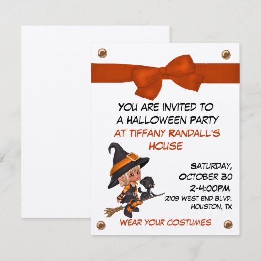 Uitnodiging voor Halloween Party (Voorkant / Achterkant)