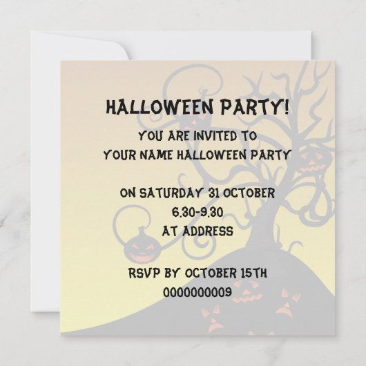 Uitnodiging voor Halloween Party (Achterkant)