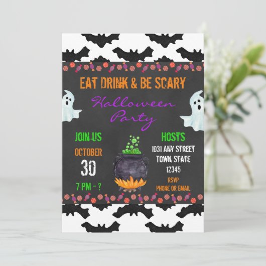 Uitnodiging voor Halloween Party (Staand voorkant)