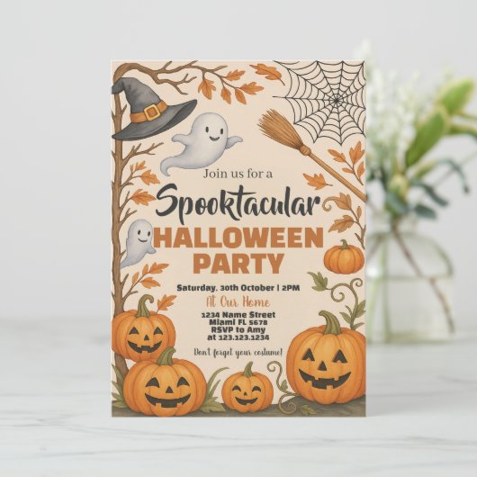 Uitnodiging voor Halloween Party (Staand voorkant)