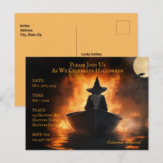 Uitnodiging voor Halloween Party (Voorkant / Achterkant)