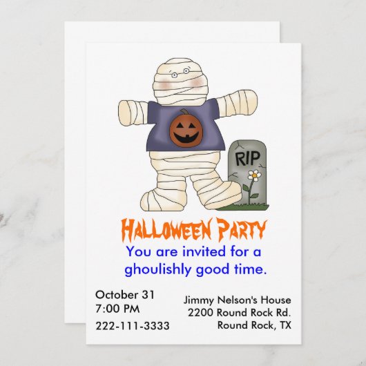 Uitnodiging voor Halloween Party (Voorkant / Achterkant)