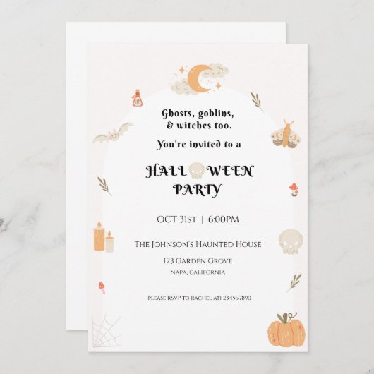 Uitnodiging voor Halloween Party (Voorkant / Achterkant)