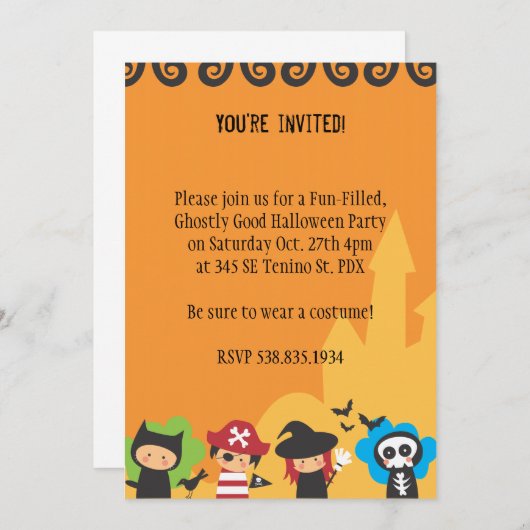 Uitnodiging voor Halloween Party (Voorkant / Achterkant)