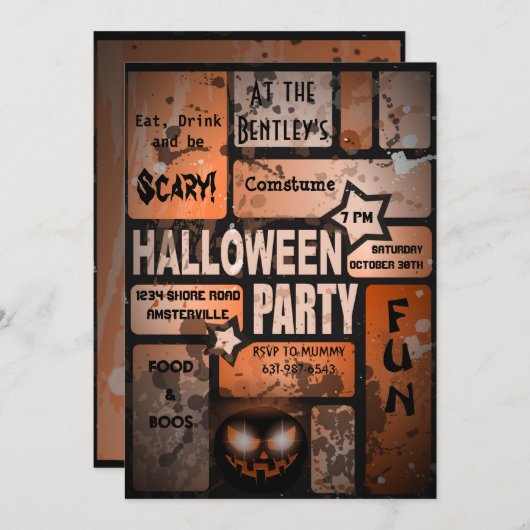 Uitnodiging voor Halloween Party (Voorkant / Achterkant)