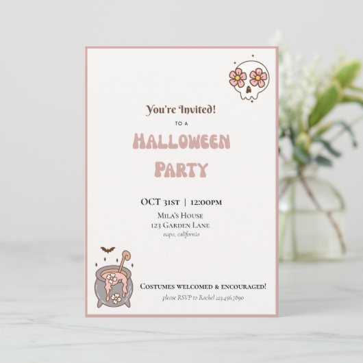Uitnodiging voor Halloween Party (Staand voorkant)
