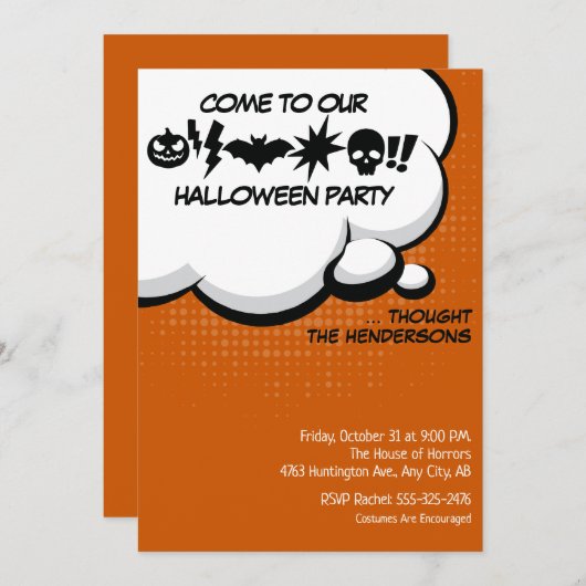 Uitnodiging voor Halloween Party (Voorkant / Achterkant)