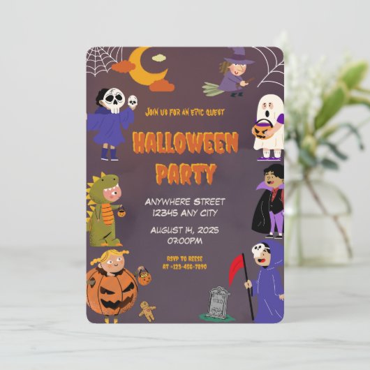 Uitnodiging voor Halloween Party (Staand voorkant)
