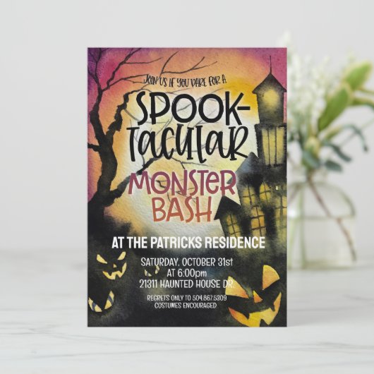 Uitnodiging voor Halloween Party (Staand voorkant)