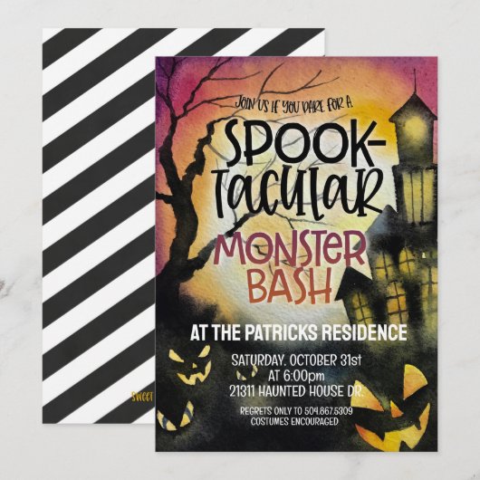 Uitnodiging voor Halloween Party (Voorkant / Achterkant)