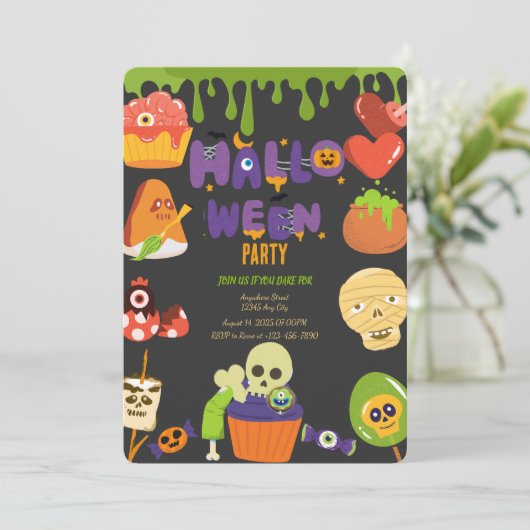 Uitnodiging voor Halloween Party (Staand voorkant)