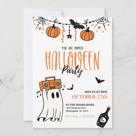 Uitnodiging voor Halloween Party (Voorkant)