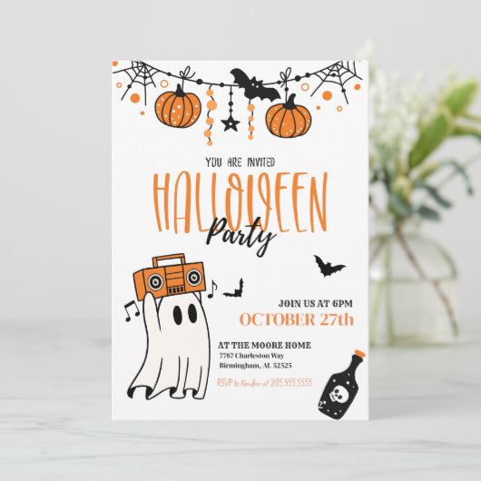 Uitnodiging voor Halloween Party (Staand voorkant)