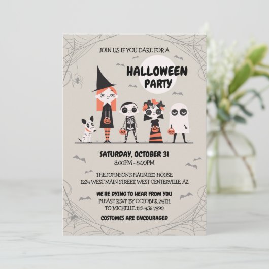 Uitnodiging voor Halloween Party (Staand voorkant)