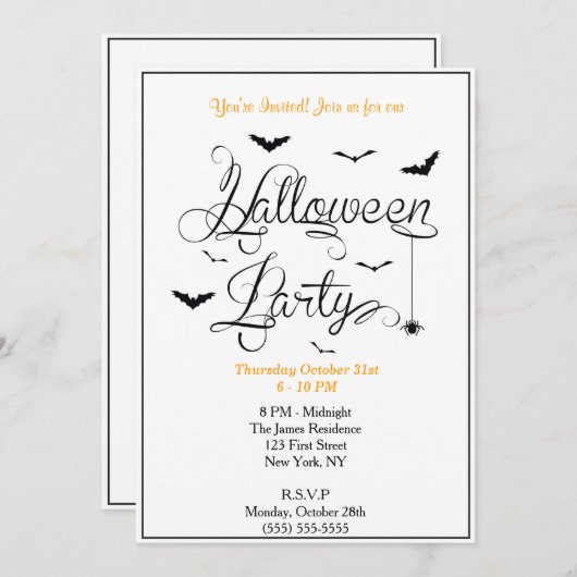 Uitnodiging voor Halloween Party (Voorkant / Achterkant)