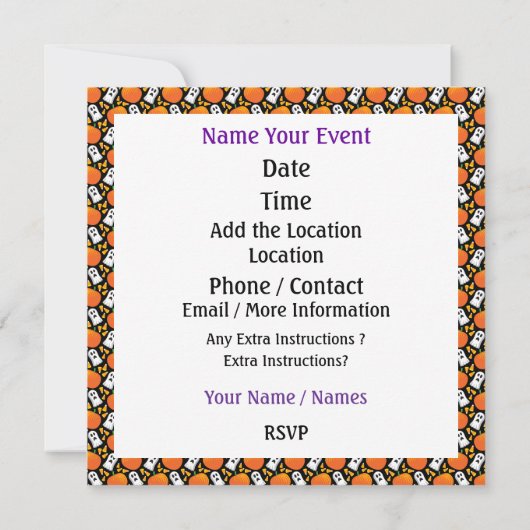 Uitnodiging voor Halloween Party (Achterkant)