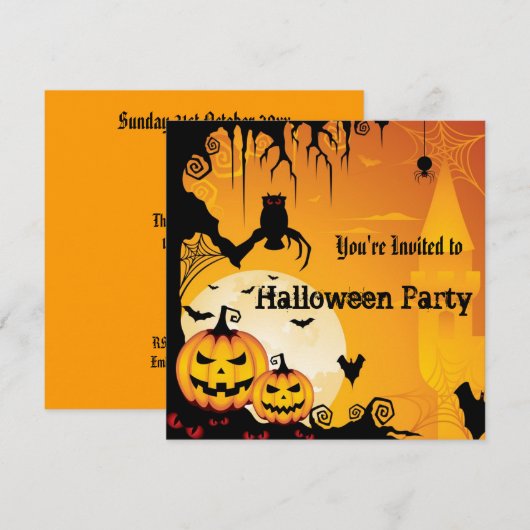 Uitnodiging voor Halloween Party (Voorkant / Achterkant)