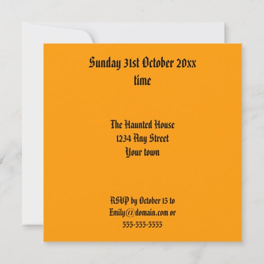 Uitnodiging voor Halloween Party (Achterkant)