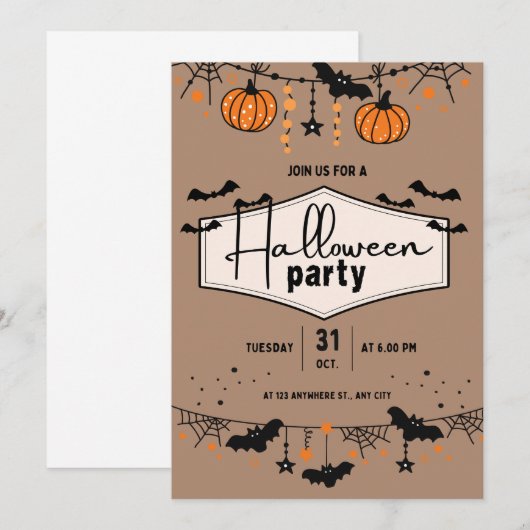 Uitnodiging voor Halloween Party (Voorkant / Achterkant)