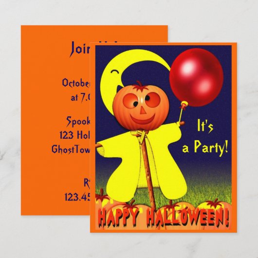 Uitnodiging voor Halloween Party (Voorkant / Achterkant)