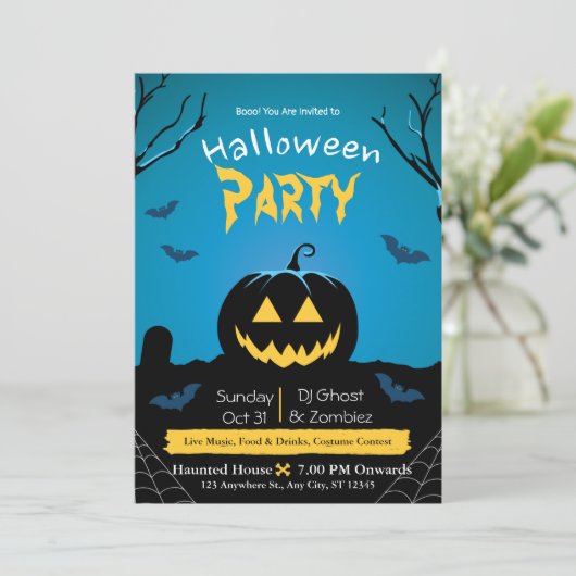 Uitnodiging voor Halloween Party (Staand voorkant)