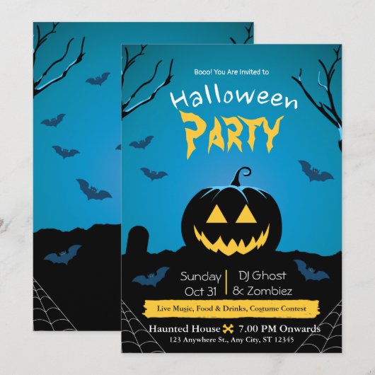 Uitnodiging voor Halloween Party (Voorkant / Achterkant)