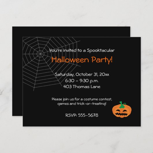 Uitnodiging voor Halloween Party (Voorkant / Achterkant)